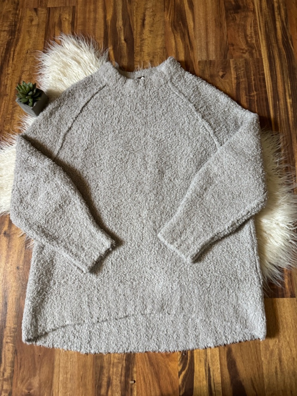 Free People Teddy Sweater Tunic Tan Small